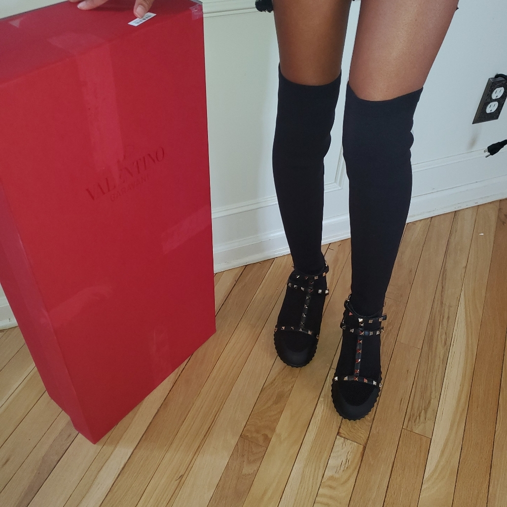 Valentino Garavani Studded Over the Knee sock boot